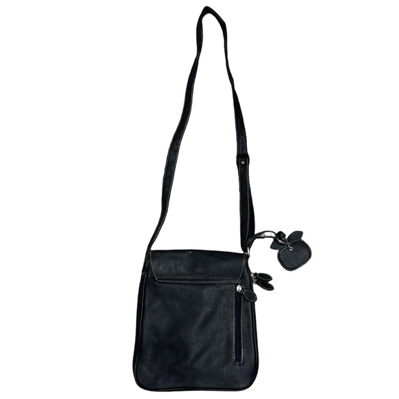 Black Faux Leather Crossbody Messenger Bag - Picture 2 of 9